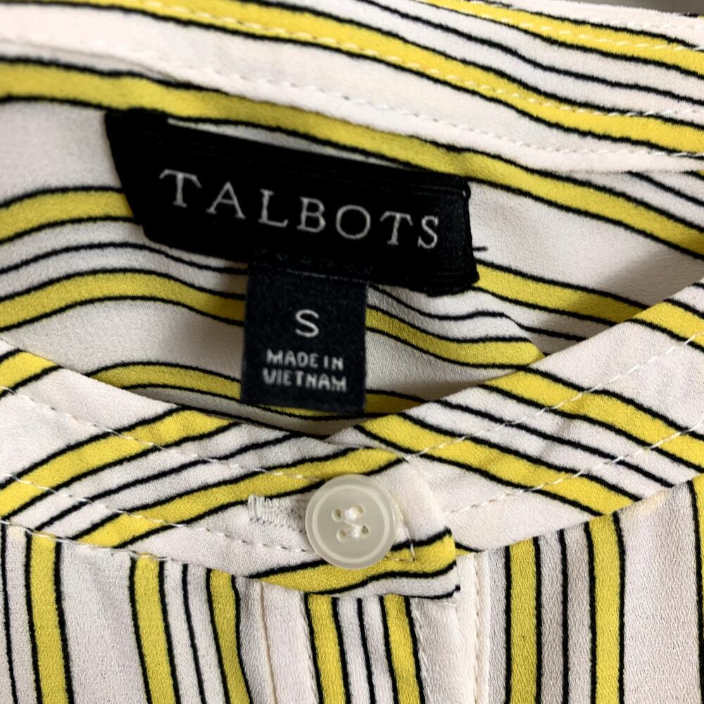 Talbots Yellow Simple Stripe Soft Shirt Popover Tunic Top Blouse S - Picture 7 of 9